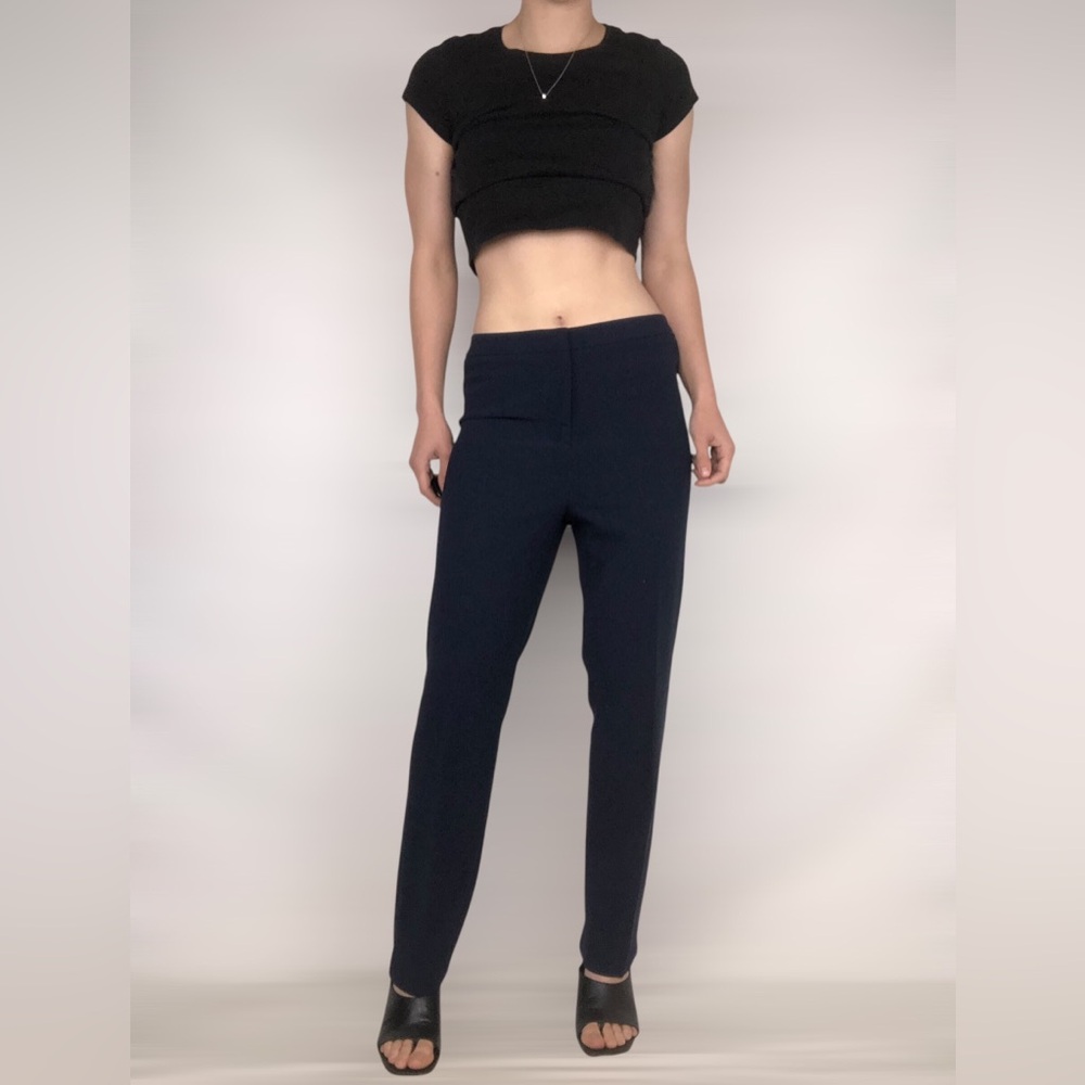 Kobi Halperin Slim Straight Fit High Waist Trouser‎ Navy Blue Size 12
